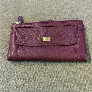 FOSSIL Burgundy Leather Women's Wallet Clutch Snap (TD)